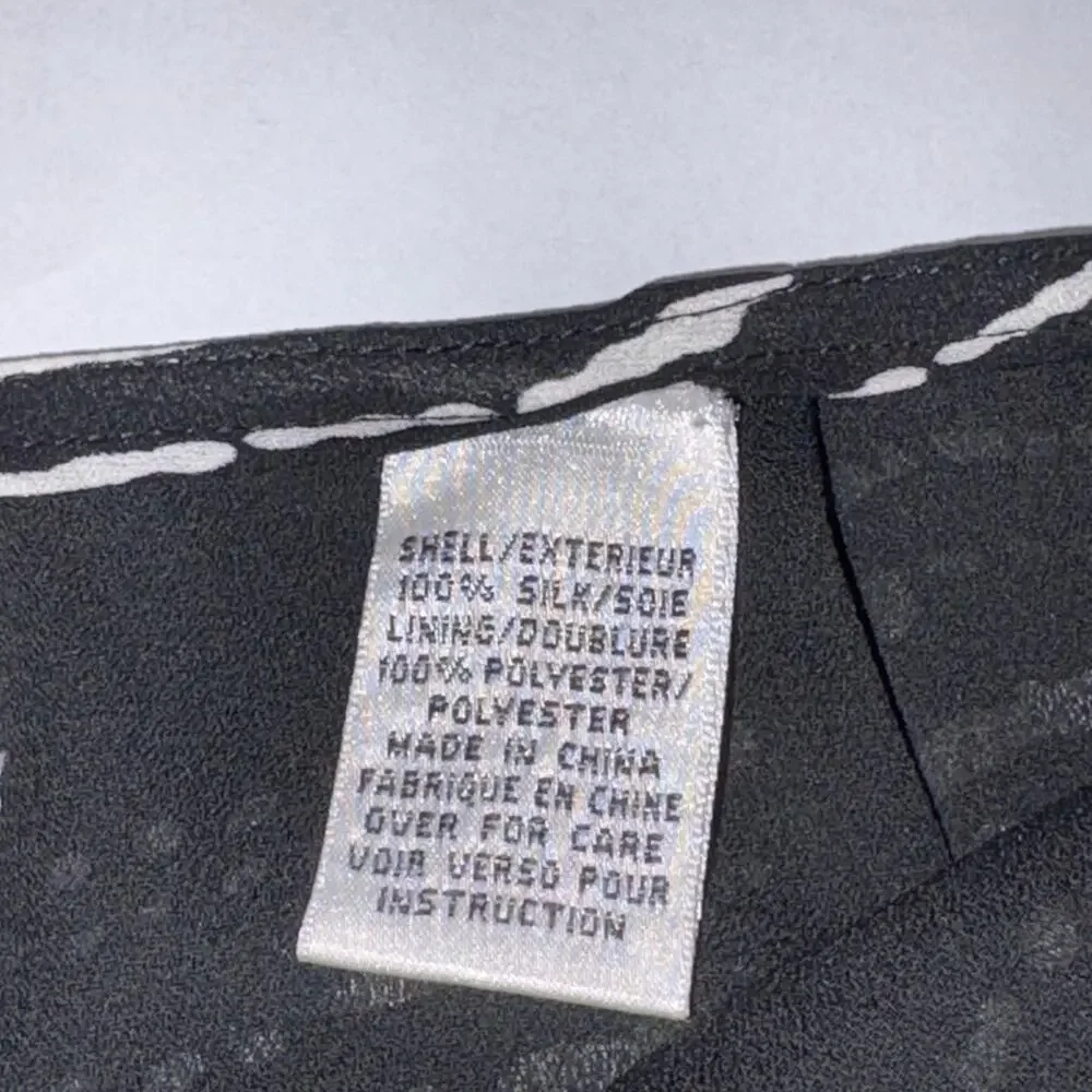 Talbots Skirt Black/Cream Aquatic Look Print 100% Pure Silk Classy Sz 8 Knee L - Picture 8 of 9